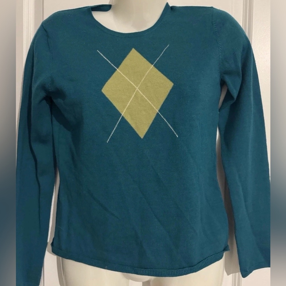 Charter Club 100% Wool Argyle Sweater Size S